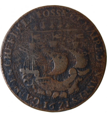 MAIRE DE NANTES - GRATIEN LIBAULT, SIEUR DE LA TEMPLERIE JETON CUIVRE 1671