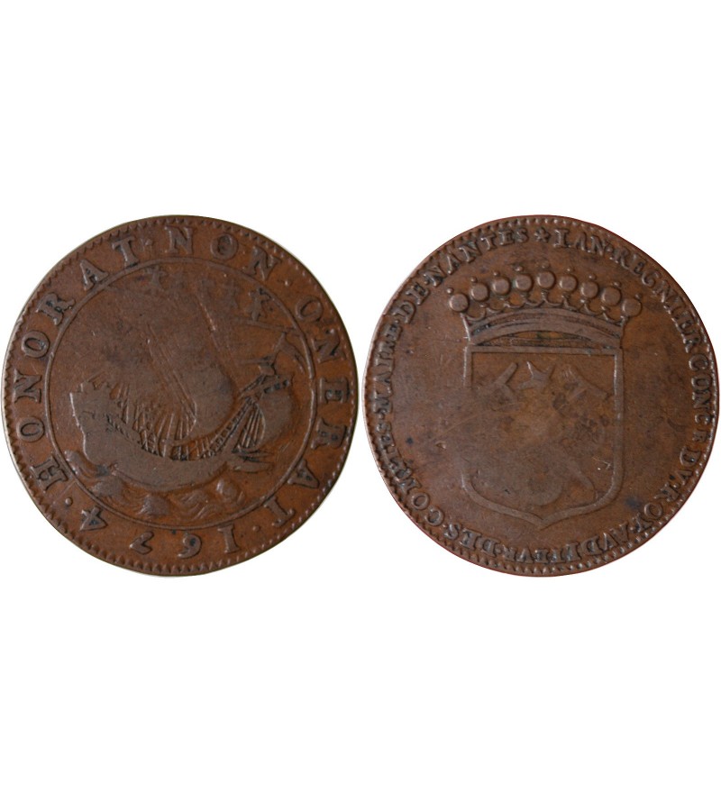 MAIRE DE NANTES - JEAN REGNIER, SIEUR DE LA SOUCHAIS JETON CUIVRE 1674