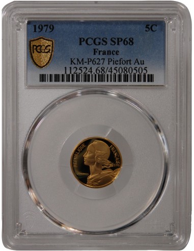 LAGRIFFOUL - 5 CENTIMES OR 1979 PIEFORT - PROOF SP68