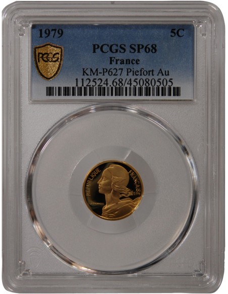 LAGRIFFOUL - 5 CENTIMES OR 1979 PIEFORT - PROOF SP68