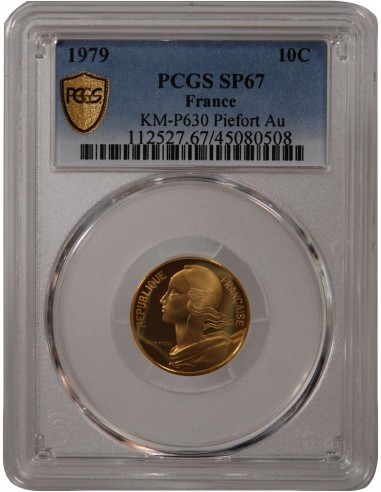 LAGRIFFOUL - 10 CENTIMES OR 1979 PIEFORT - PROOF SP67
