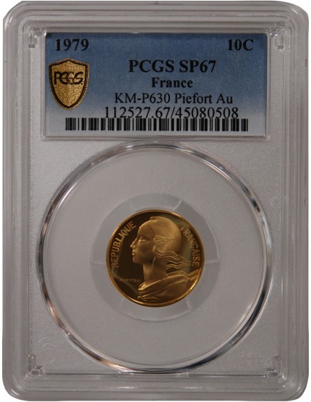 LAGRIFFOUL - 10 CENTIMES OR 1979 PIEFORT - PROOF SP67