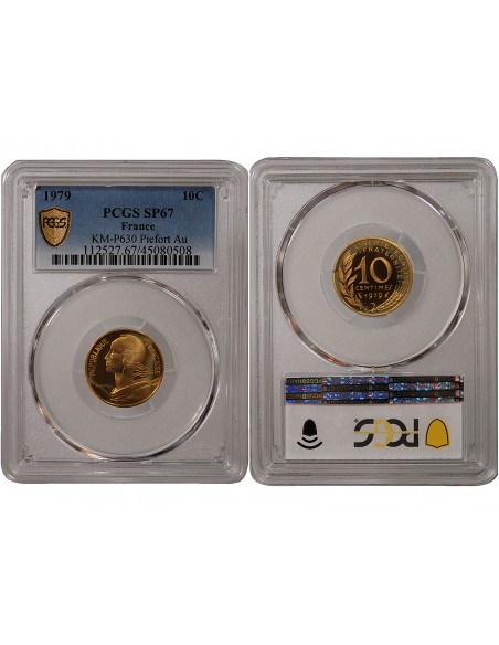 LAGRIFFOUL - 10 CENTIMES OR 1979 PIEFORT - PROOF SP67