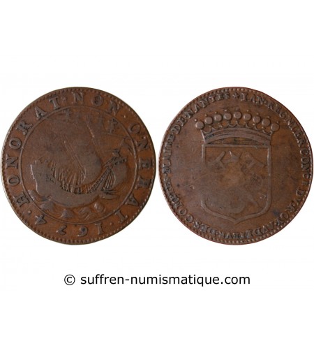 MAIRE DE NANTES - JEAN REGNIER, SIEUR DE LA SOUCHAIS JETON CUIVRE 1674
