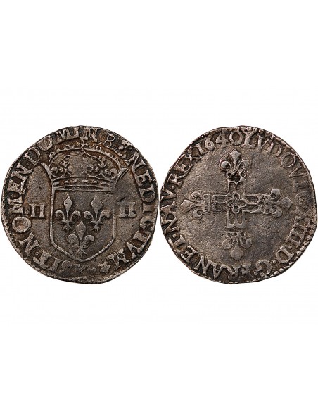 LOUIS XIII - 1/4 ECU ARGENT 1640 K BORDEAUX