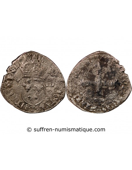 HENRI III - 1/8 ECU ARGENT 1589 T NANTES