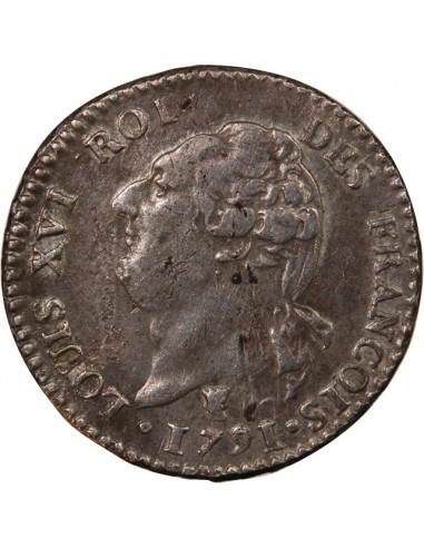 LOUIS XVI, CONSTITUTION - 15 SOLS  ARGENT 1791 I LIMOGES