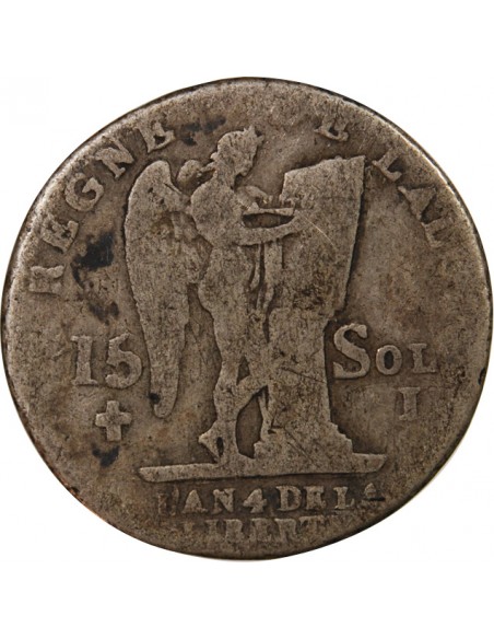 LOUIS XVI, CONSTITUTION - 15 SOLS  ARGENT 1792 I LIMOGES