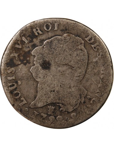 LOUIS XVI, CONSTITUTION - 15 SOLS  ARGENT 1792 I LIMOGES