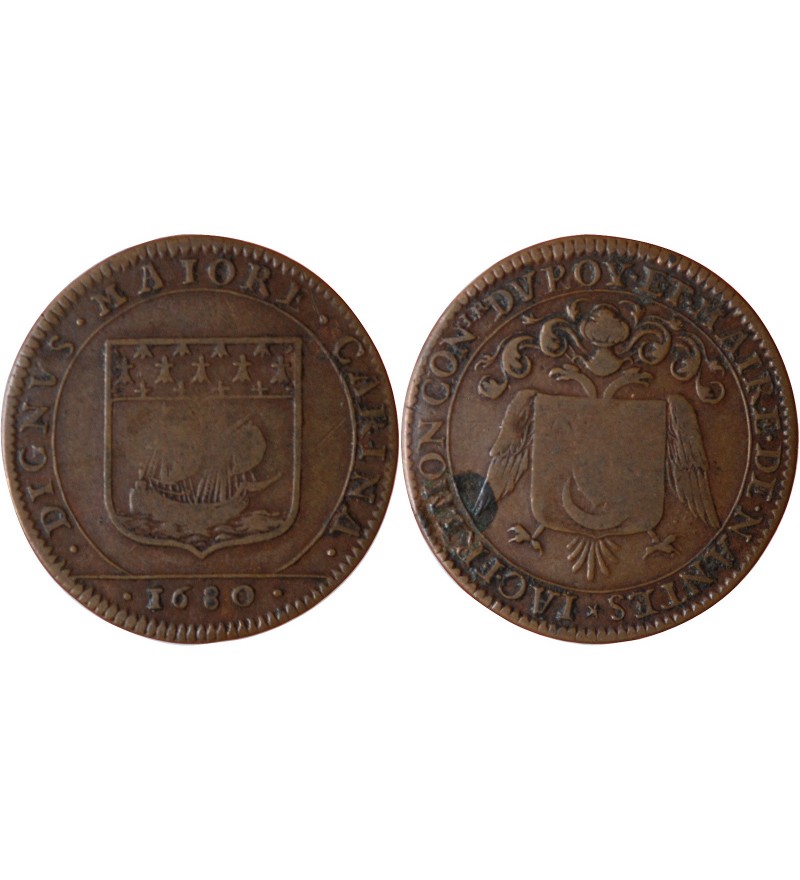 MAIRE DE NANTES - JACQUES FREMON, SIEUR DU BOUFFAY JETON CUIVRE 1680