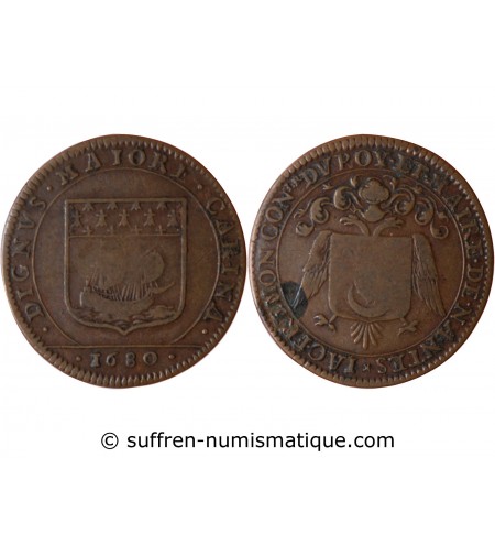 MAIRE DE NANTES - JACQUES FREMON, SIEUR DU BOUFFAY JETON CUIVRE 1680