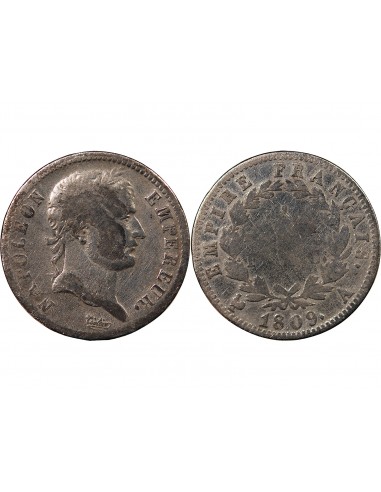 NAPOLEON Ier - 1 FRANC ARGENT 1809 A PARIS Type Empire