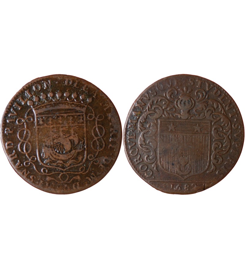 MAIRE DE NANTES - LOUIS MESNARD, SIEUR DU PAVILLON JETON CUIVRE 1682