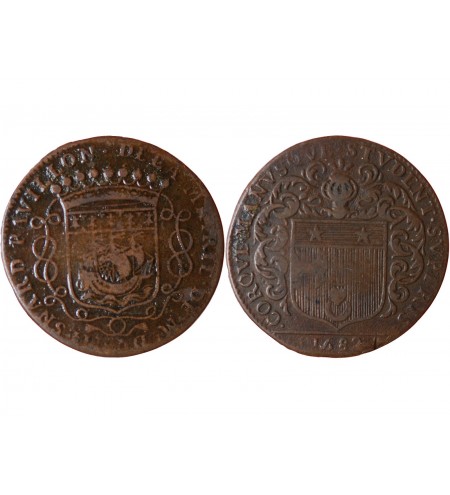 MAIRE DE NANTES - LOUIS MESNARD, SIEUR DU PAVILLON JETON CUIVRE 1682