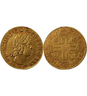 LOUIS XIV﻿ - LOUIS D'OR à la mèche courte 1652 D LYON  (var 52/44) 2