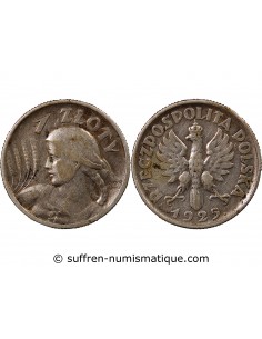 POLOGNE - 1 ZLOTY ARGENT 1925