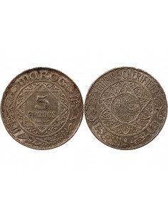 MAROC, MOHAMMED V - 5 FRANCS ARGENT 1352 (1934) 2