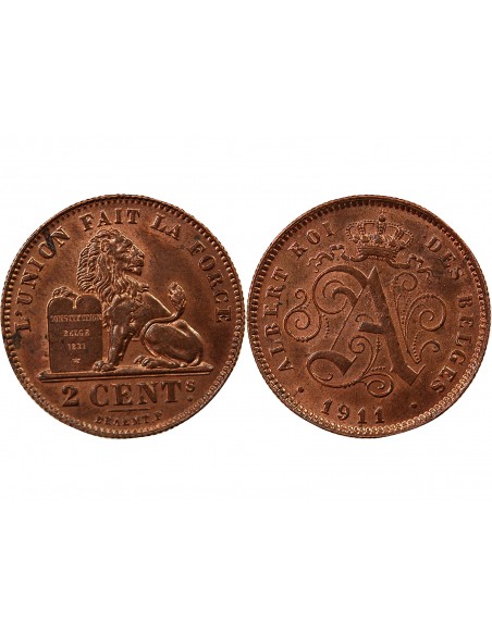 BELGIQUE, ALBERT Ier - 2 CENTIMES 1911