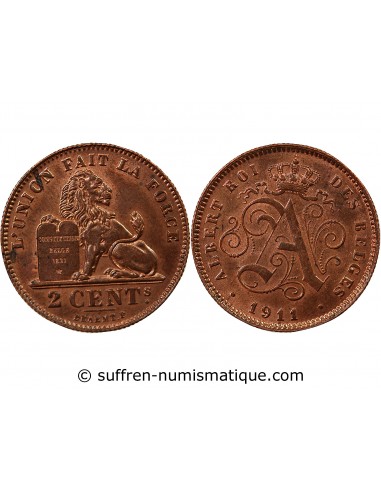 BELGIQUE, ALBERT Ier - 2 CENTIMES 1911
