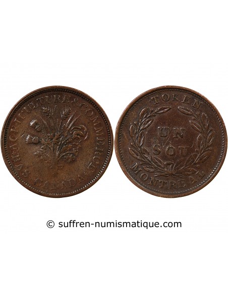 BAS-CANADA – JETON 1 SOU 1835 / 1838 MONTREAL