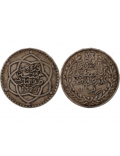 MAROC, ABDELHAFID - 5 DIRHAMS ARGENT 1329 (1911) 2