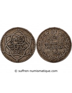 MAROC, ABDELHAFID - 5 DIRHAMS ARGENT 1329 (1911)