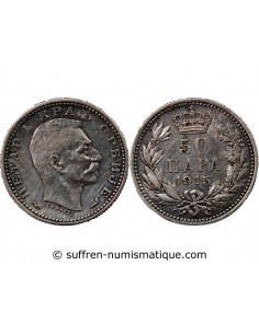 SERBIE, PIERRE Ier - 50 PARA ARGENT 1915