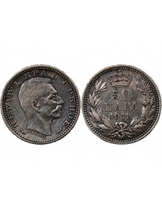 SERBIE, PIERRE Ier - 50 PARA ARGENT 1915 2
