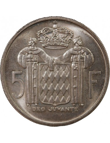 MONACO, RAINIER III - 5 FRANCS ARGENT 1960