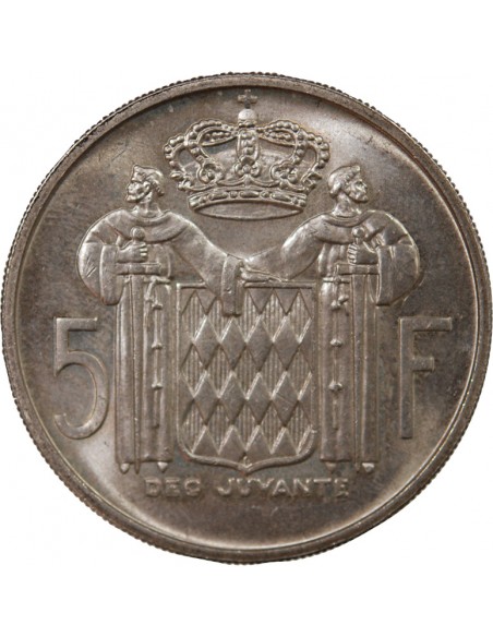 MONACO, RAINIER III - 5 FRANCS ARGENT 1960