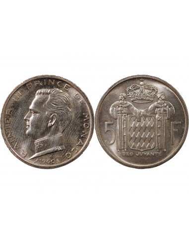 MONACO, RAINIER III - 5 FRANCS ARGENT 1960