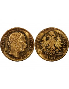 AUTRICHE, FRANCOIS JOSEPH Ier - 20 FRANCS / 8 FLORINS OR 1887 2