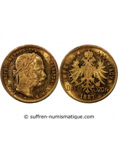 AUTRICHE, FRANCOIS JOSEPH Ier - 20 FRANCS / 8 FLORINS OR 1887