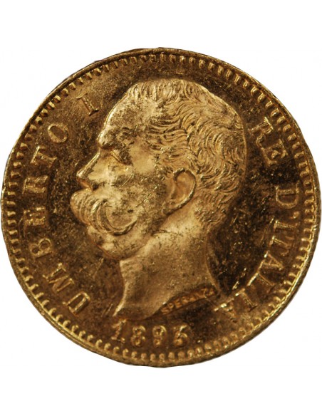 ITALIE, UMBERTO Ier - 20 LIRE OR 1893 R ROME