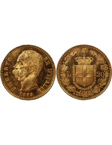 ITALIE, UMBERTO Ier - 20 LIRE OR 1893 R ROME