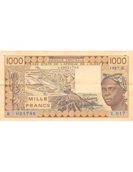 BANQUE DES ETATS DE L'AFRIQUE DE L'OUEST, SENEGAL - 1000 FRANCS 1987 - TTB+