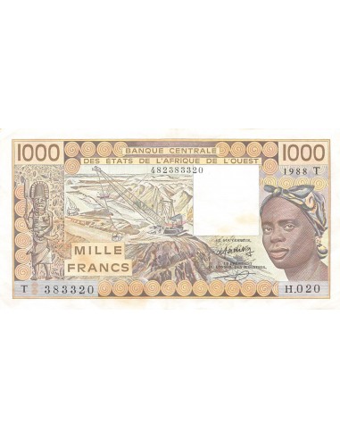 BANQUE DES ETATS DE L'AFRIQUE DE L'OUEST, TOGO - 1000 FRANCS 1988 - TTB+