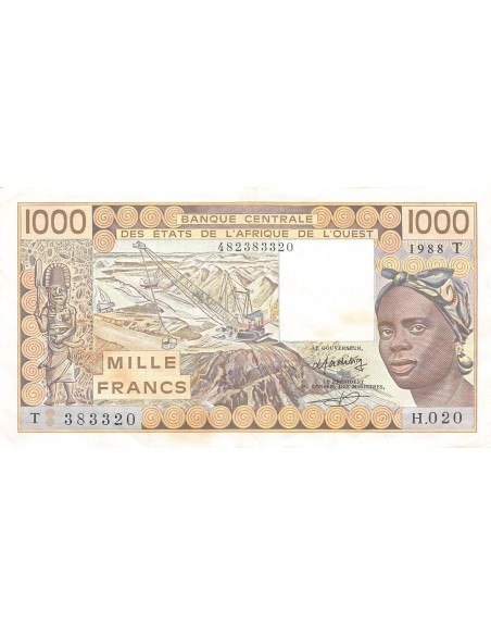 BANQUE DES ETATS DE L'AFRIQUE DE L'OUEST, TOGO - 1000 FRANCS 1988 - TTB+