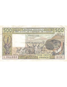 BANQUE DES ETATS DE L'AFRIQUE DE L'OUEST, TOGO - 500 FRANCS 1987 - TB+