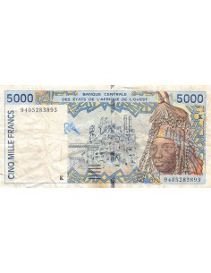 BANQUE DES ETATS DE L'AFRIQUE DE L'OUEST, SENEGAL - 5000 FRANCS 1994 - TB