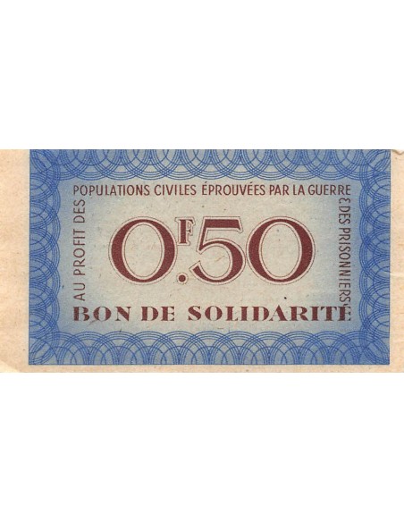 2e GUERRE MONDIALE - BON DE SOLIDARITE 50 CENTIMES 1941 - SUP