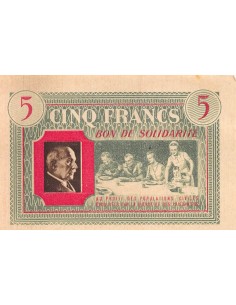 ETAT FRANCAIS, MARECHAL PETAIN - BON DE SOLIDARITE 5 FRANCS 1941 / 1944 - SUP