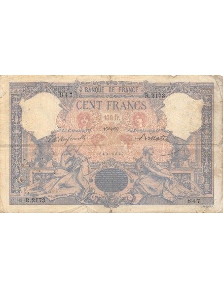 FRANCE, BLEU ET ROSE - 100 FRANCS 16/04/1897 - PTB