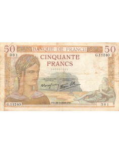 FRANCE, CÉRÈS - 50 FRANCS 28/09/1939 - TB+ 2