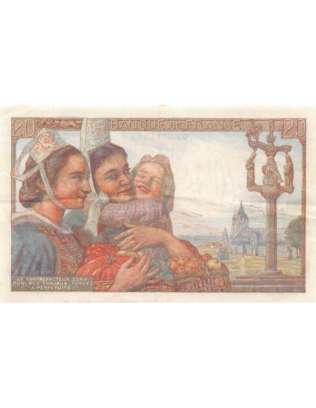 FRANCE, PÊCHEUR - 20 FRANCS 21/05/1942 - SÉRIE O.25 - TTB