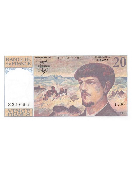 FRANCE - 20 FRANCS DEBUSSY 1980 - SÉRIE O.001 - P.NEUF