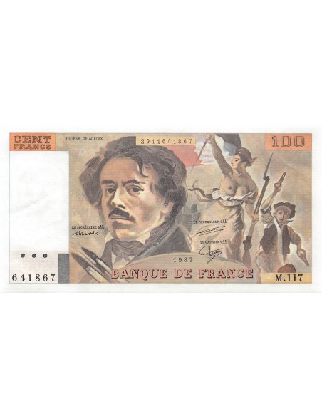 FRANCE, DELACROIX - 100 FRANCS 1987 - SERIE M.117 - SUP+