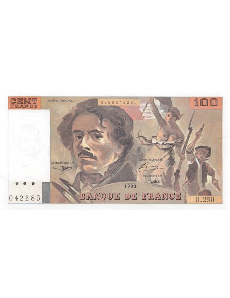 FRANCE, DELACROIX - 100 FRANCS 1993 - SERIE O.250 - SUP+