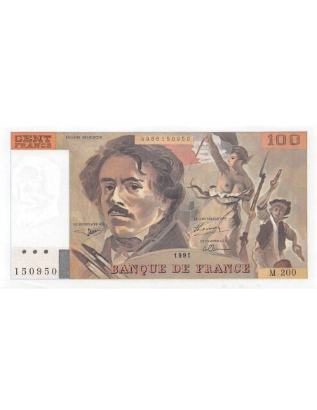 FRANCE, DELACROIX - 100 FRANCS 1991 - SERIE M.200 - SPL