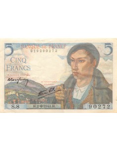 FRANCE - 5 FRANCS BERGER 02/06/1943 - SÉRIE S.8 - TTB